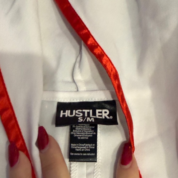 Hustler Hollywood White and Red Hooded Nurse Romper Costume - Picture 3 of 4